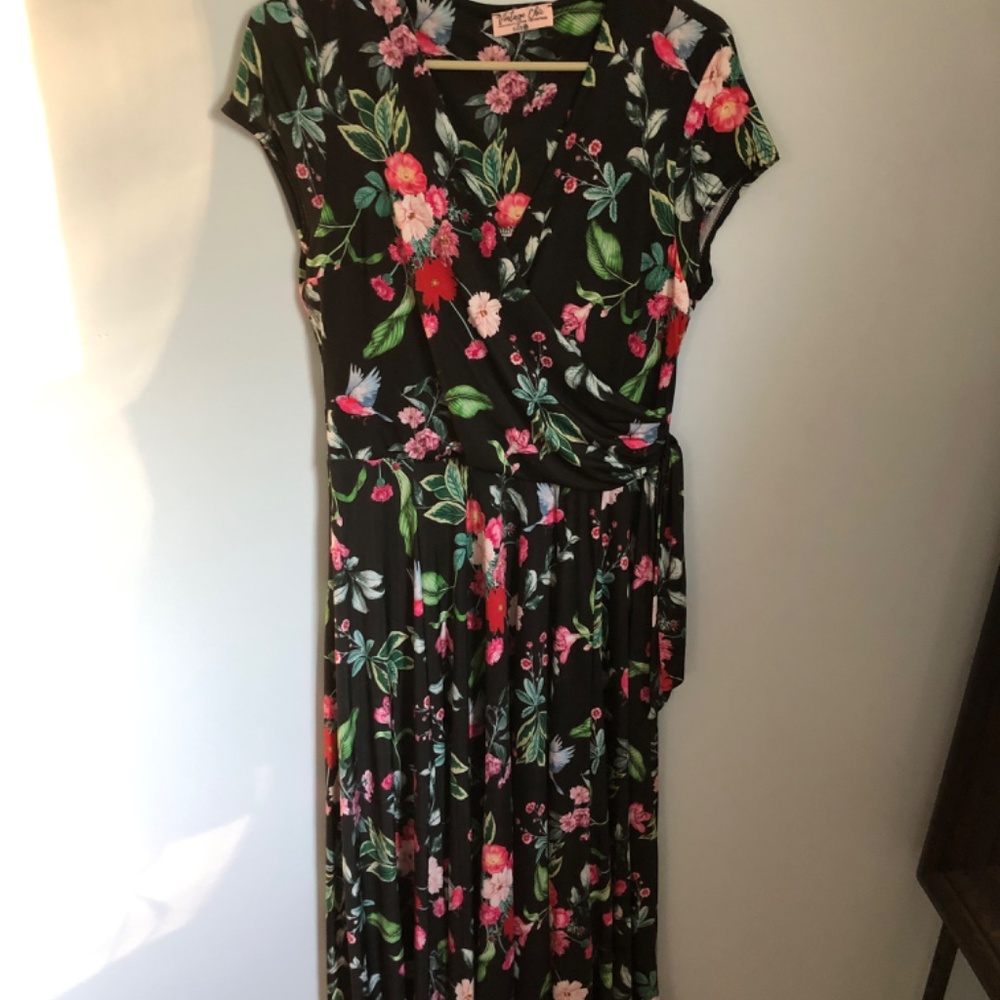 TopVintage 50s Floral Swing Dress - Picture 2 of 2